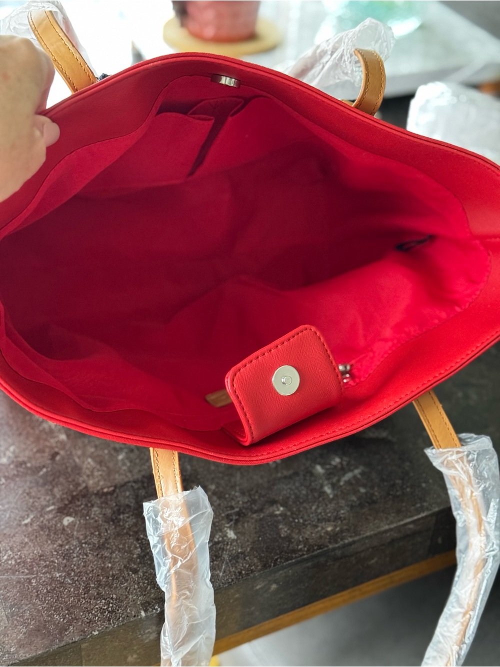 Nautica Red Tote with Tan Handles - Picture 8 of 9